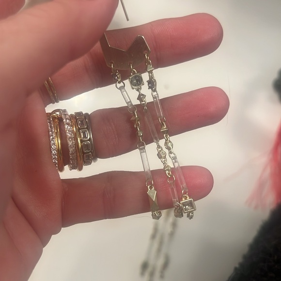 Kendra Scott gold rhinestones and lucite 4” earrings! - Picture 2 of 3